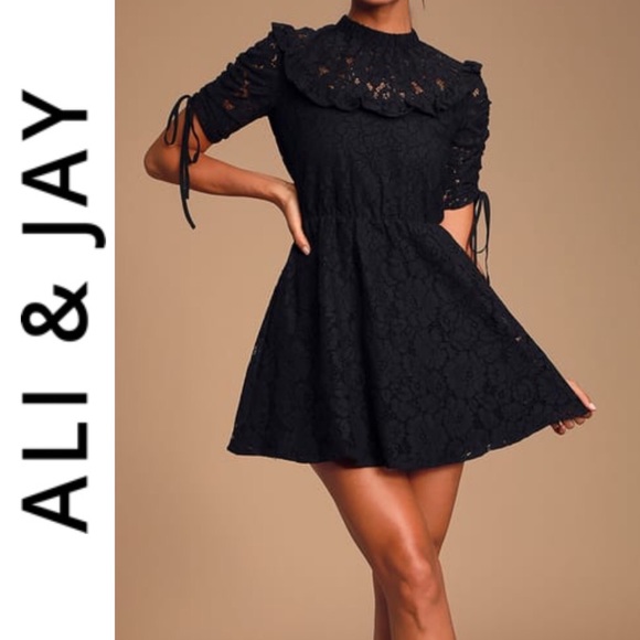 ALI & JAY Dresses & Skirts - 🆕 Ali & Jay Black Lace Ruffled Skater Dress